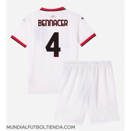 Camiseta AC Milan Ismael Bennacer #4 Segunda Equipación Replica 2024-25 para niños mangas cortas (+ Pantalones cortos)